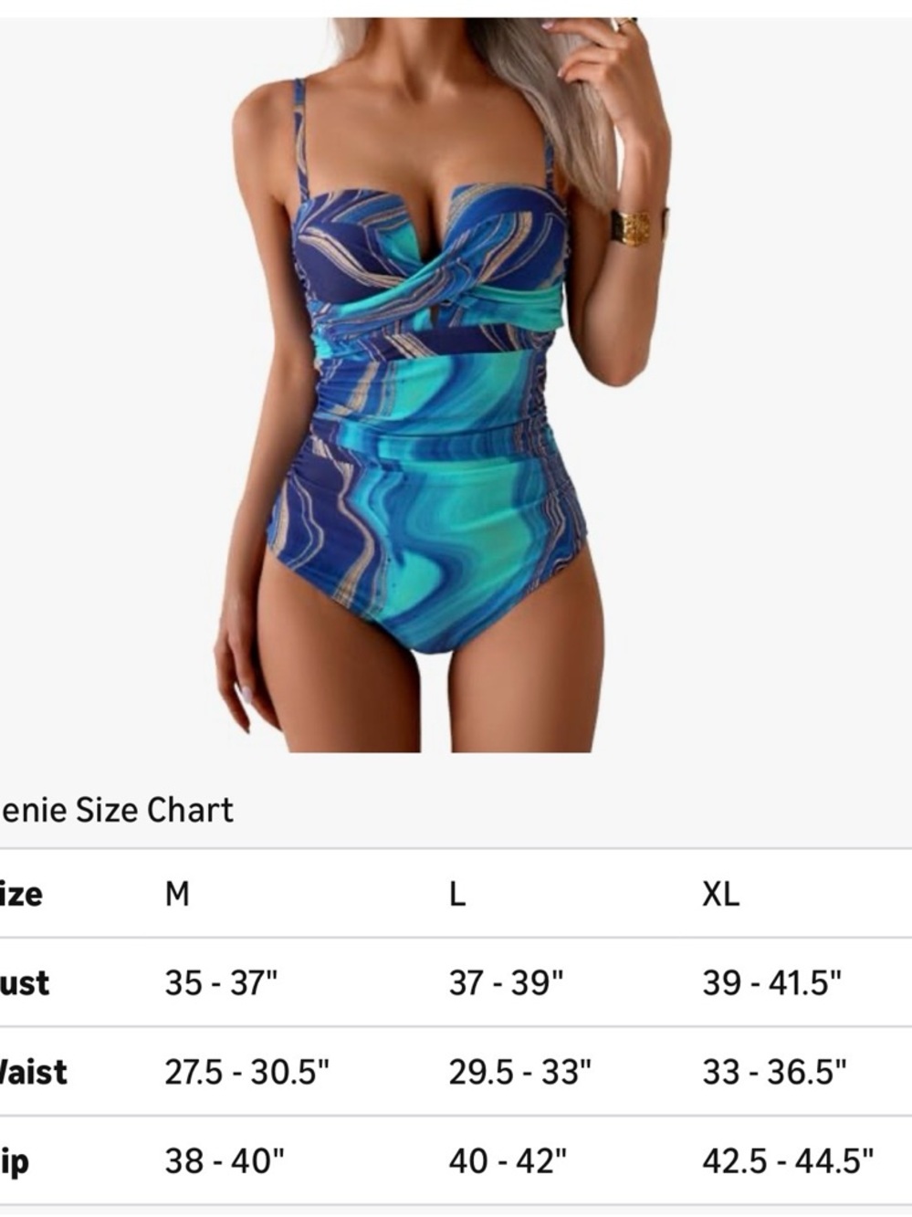 Blue & Teal Marble One-Piece Swimsuit - Picture 5 of 11